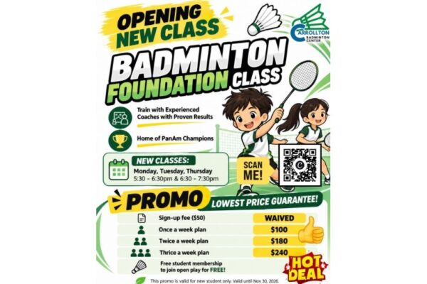 Promo Junior Badminton Class Carrollton