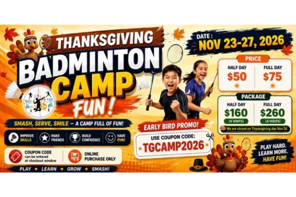Thanksgiving Badminton Camp 2026